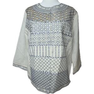 For Madison Multiples Embroidered Jacket Women’s S Beige Blue Indian Inspired